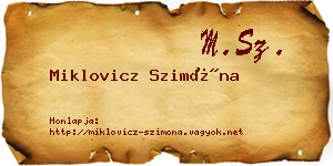 Miklovicz Szimóna névjegykártya